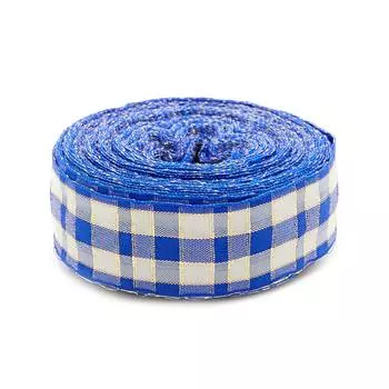 С3301Г17 Лента 'Шотландка' с люрексом 30*25м (синий/белый)