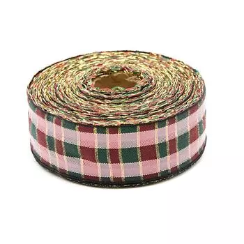 С3301Г17 Лента 'Шотландка' с люрексом 30*25м (черный/розовый)
