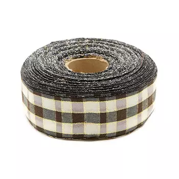 С3301Г17 Лента 'Шотландка' с люрексом 30*25м (коричневый/белый)