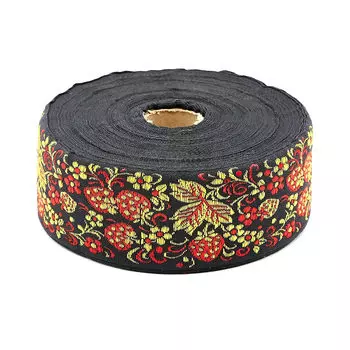 С3379Г17 Лента жаккардовая рис. 9540 'Клубничка' 50мм*25м (черный)