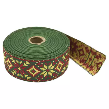 С3379Г17 Лента жаккардовая рис. 9645 50мм*25м (зеленый/желтый/красный)