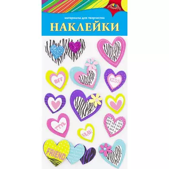 С3476-06 НАКЛЕЙКИ из ЭВА 'Сердечки. Ассорти'