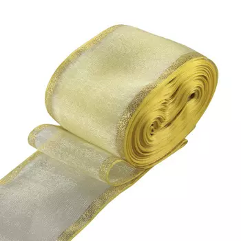 С3502 Лента для бантов с мет. краем, 7 см*25 м (желтый)