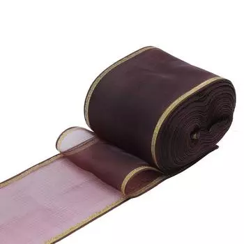 С3502 Лента для бантов с мет. краем, 7 см*25 м (коричневый)