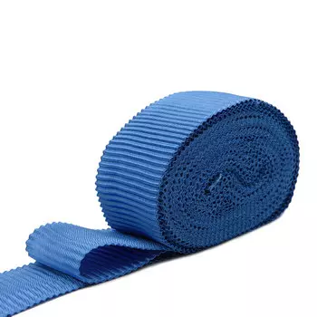 С3599 Лента атласная гофрированная рис.7570 50мм*15м (т.голубой)