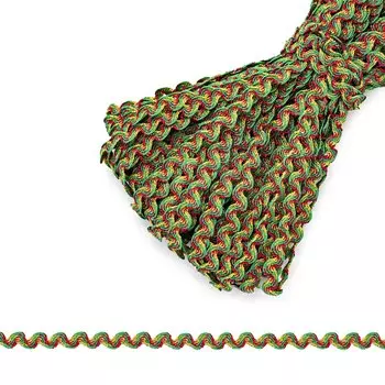 С3619 Тесьма-вьюнчик 'Радуга', 4 мм*20 м (6 красный/зеленый/золотой)