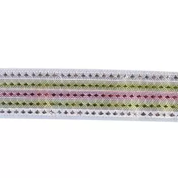 С3687Г17 Стрела-25 Лента подарочная цветная рис.9015 25мм*25м (27 серебро/салатовый/розовый)