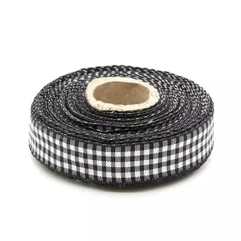 С3723 Лента 'Шотландка', 15 мм*25 м (черный/белый)
