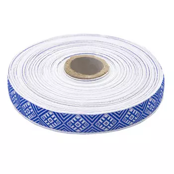 С3771Г17 Лента 'Славянский орнамент Оберег', рис.9649 18мм*25м (2 белый/синий)