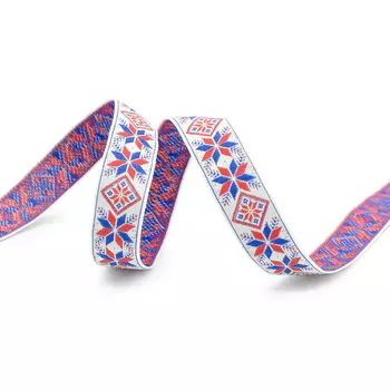 С3772Г17 Лента 'Славянский орнамент Оберег', рис.9654 24мм*25м (1 белый/красный/синий)