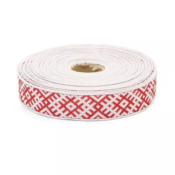 С3772Г17 Лента 'Славянский орнамент Оберег', рис.9700 24мм*25м (1 красный/белый)