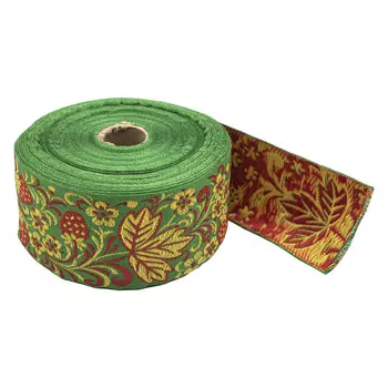 С3799Г17 Лента жаккардовая рис. 9509 'Клубничка' 65мм*25м (зеленый)