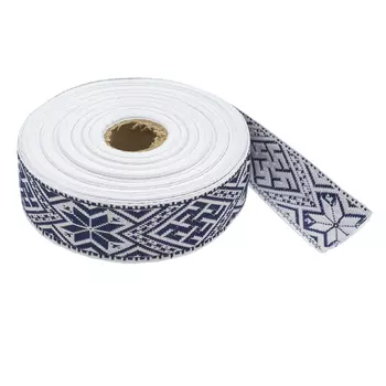 С3806Г17 Лента 'Славянский орнамент Оберег', рис.9463 36мм*25м (белый/синий)