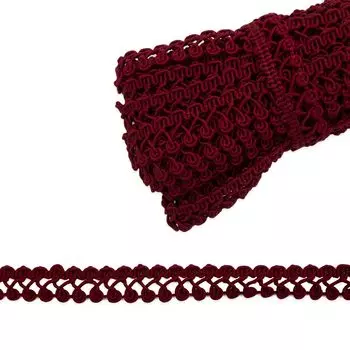 С833 Тесьма вязаная отделочная, 15 мм*10 м (бордо)