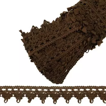 С853 Тесьма вязаная отделочная, 32 мм*10 м (коричневый)