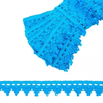 С853 Тесьма вязаная отделочная, 32 мм*10 м (бирюза)