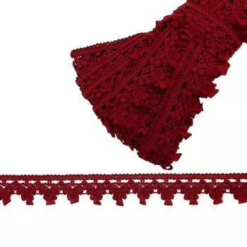 С853 Тесьма вязаная отделочная, 32 мм*10 м (бордо)