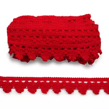 С853 Тесьма вязаная отделочная, 32 мм*10 м (красный)