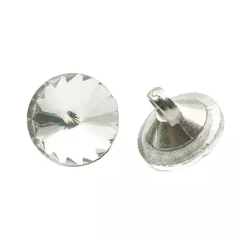 S866 Пуговицы пластик 16L-10мм, на ножке, уп/32 шт (серебро/прозрачный)