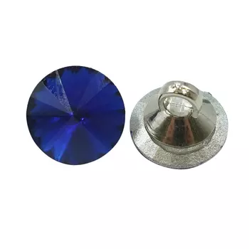 S866 Пуговицы пластик 16L-10мм, на ножке, уп/32 шт (серебро/синий)