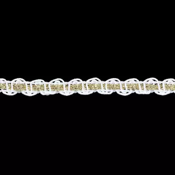 С922 Тесьма вязаная отделочная, 10 мм*10 м (белый/золото)