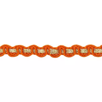 С922 Тесьма вязаная отделочная, 10 мм*10 м (оранжевый/золото)
