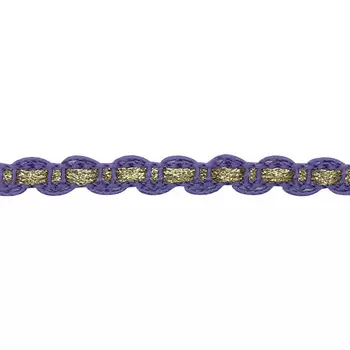 С922 Тесьма вязаная отделочная, 10 мм*10 м (сирень/золото)