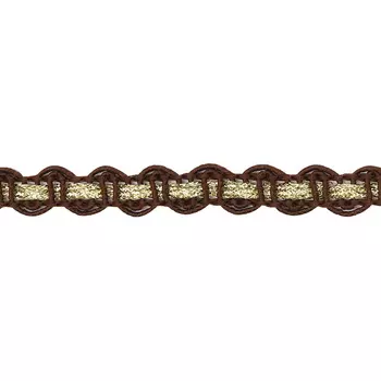 С922 Тесьма вязаная отделочная, 10 мм*10 м (коричневый/золото)