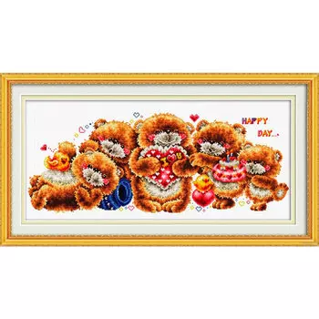 S-065 Набор для вышивания Hobby&amp;Pro 'Мишки в ряд', 54*21 см