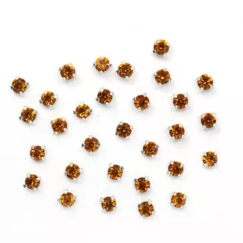 СЦ013НН44 Хрустальные стразы в цапах круглые (серебро) медовый 4*4мм, 29-30шт/упак Astra&amp;Craft