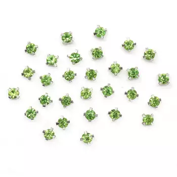 СЦ015НН44 Хрустальные стразы в цапах круглые (серебро) зеленый 4*4мм, 29-30шт/упак Astra&amp;Craft