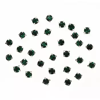 СЦ016НН44 Хрустальные стразы в цапах круглые (серебро) изумруд 4*4мм, 29-30шт/упак Astra&amp;Craft
