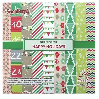 SCB220605510 Набор бумаги для скрапбукинга Зимние Каникулы 15х15 см 170 гр/м, 24 листа