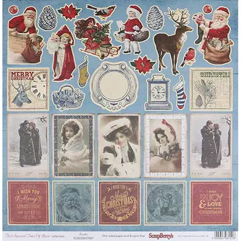 SCB220607007 Бумага для скрапбукинга 30,5х30,5 см 190 гр/м односторон С Рождеством! Карточки (10 шт*уп)