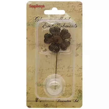 SCB24001012 Набор Шпилька-цветочек со стеклянным украшением 20мм