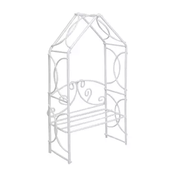 SCB271016 Металлическая мини беседка с лавочкой, белая, 7,5*15 см, ScrapBerry's