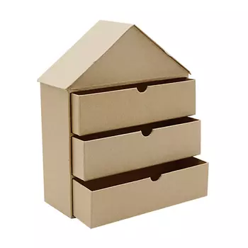 SCB271053 Заготовка из папье-маше 'Домик с тремя ящиками' 19x7x23,5см