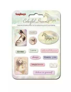 SCB34001082 Набор эпоксидных наклеек 'Цветные сны' (eng), ScrapBerry's