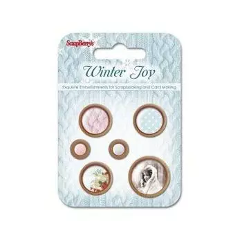 SCB3409108 Набор деревянных пуговичек 'Зимнее Утро', упак./6 шт.