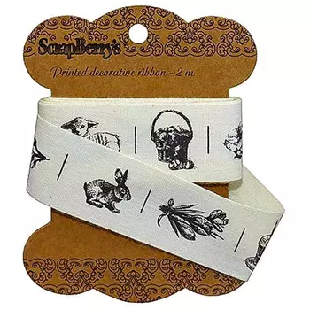 SCB390305 Лента отрезная Пасха, 25мм, 2м, хлопок