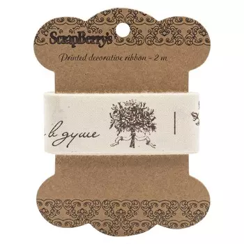 SCB390318 Лента декоративная для творчества 'Цветочный сад', 25мм, 2м, хлопок