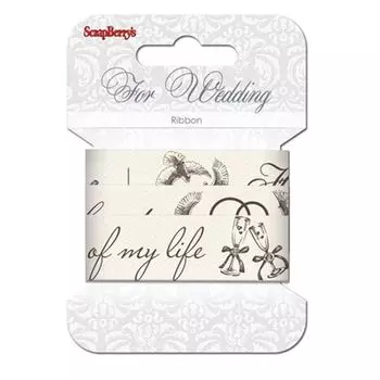 SCB390408 Лента декоративная 'Свадьба', хлопок, 25 мм*2 м