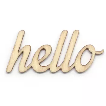 SCB4400160 Лазерные вырубки из дерева - Hello 3,5*1,5см 2шт/упак