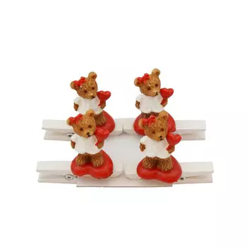 SCB4420028 Набор декоративных прищепок - Девочки-Мишки 4.5х4,8 см 4 шт/уп