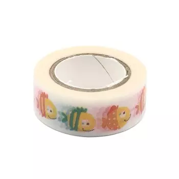 SCB4905010 Бумажный скотч с принтом 'Рыбки-1', Basik&amp;Co, 15 мм*8 м, ScrapBerry's