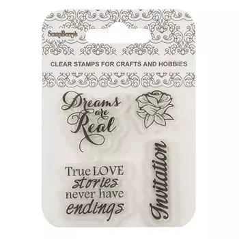 SCB4907086 Набор штампов 7*7 см. Приглашение ( англ. )