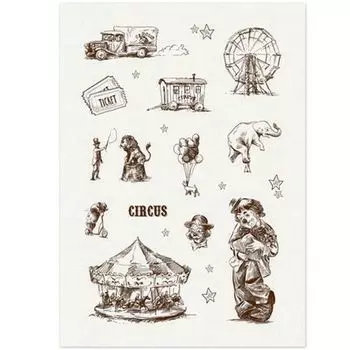 SCB530112 Тканевые льняные стикеры 'Старый цирк', 14*20 см, ScrapBerry's