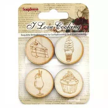 SCB62000114 Деревянные фишки с гравировкой №4 'Готовим Дома', упак./4 шт.