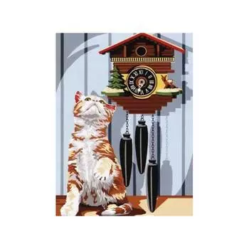 SE926-224 Канва с рисунком SEG de Paris 'Часы с кукушкой' 40*50 см