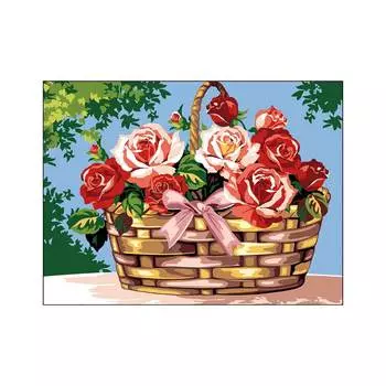 SE926-261 Канва с рисунком SEG de Paris 'Корзина роз' 40*50 см